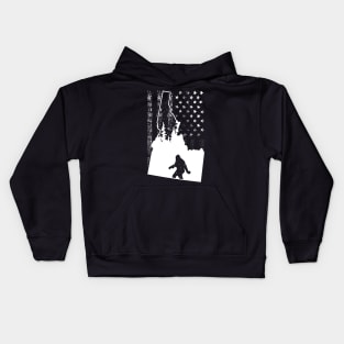 Idaho Bigfoot American Flag Kids Hoodie